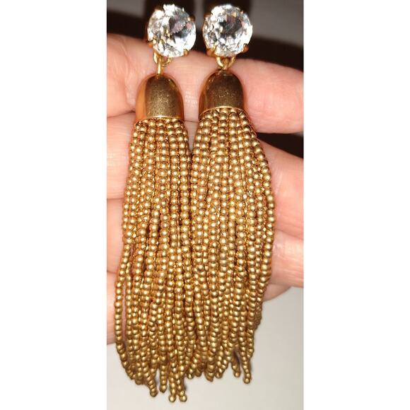 Unbranded Jewelry - Rhinestone & Gold Seed Bead Tassel Drop Dangle Earrings Unbranded NEW